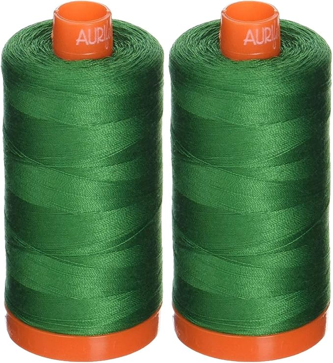 2-PACK - Aurifil Mako Cotton 50wt Thread Solid Green 1422 Yard each