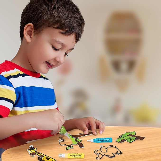 imagimake window art jungle suncatcher kit | kids crafts supplies | girls toys age 6-8 | arts and crafts for kids ages 8-12 | creative fun craft kit | gifts for 5 year old boys & girls