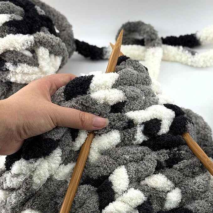 8 Jumbo Packs Chunky Chenille Yarn for Crocheting, 31.7 yds, 8 oz Each Skein Bulky Thick Fluffy Yarn for Knitting, Super Bulky Chunky Yarn for Hand Knitting Blanket, Soft Plush - Panda