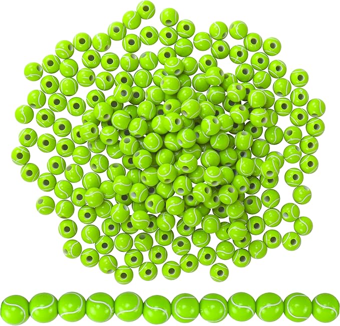 Iconikal 240-Count Acrylic Beads, 12mm Round Plastic Craft Beads for Bracelets, Necklaces, Keychains & Lanyards (Tennis)