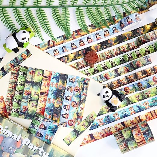 Cute Washi Tape Set,12 Rolls Kawaii Animals Decorative Tape Masking Washi Tape for Journaling Supplies, Scrapbooking, DIY Arts & Crafts, Gift Wrapping