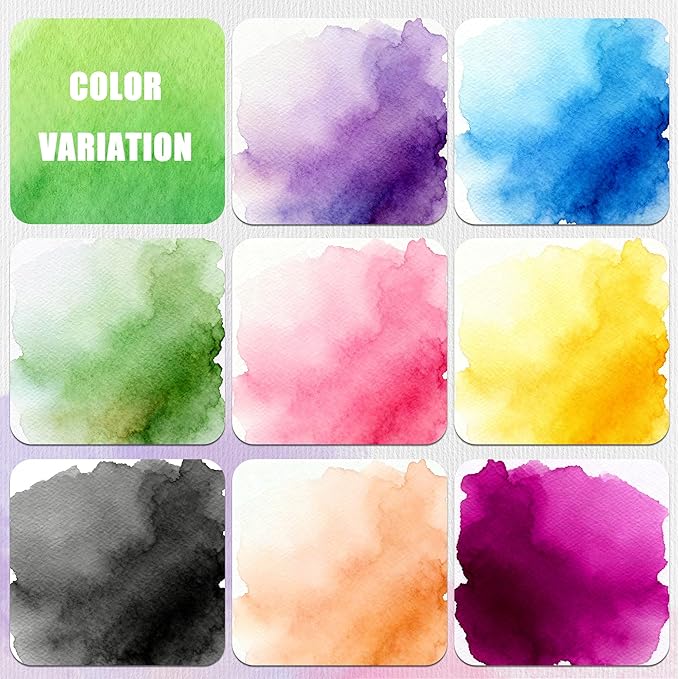 24 Colors Large Block Watercolor Paint Set for Watercolors Workbook, Portable Water Colors Paint Kit with 2 Paintbrushes 1 Waterbrush, for Adult Painting Beginners & Professional Amateur Hobbyists (Classic 24 Colors)