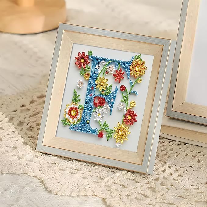 MVVMTOP Diamond Painting Kit, 5D DIY Letter F, Special Shape Crystal Artificial Diamond Art Partial Mosaic Handicraft for Beginners, Wall Decor Gift for Bedroom, Office, Living Room 6.7x6.7in
