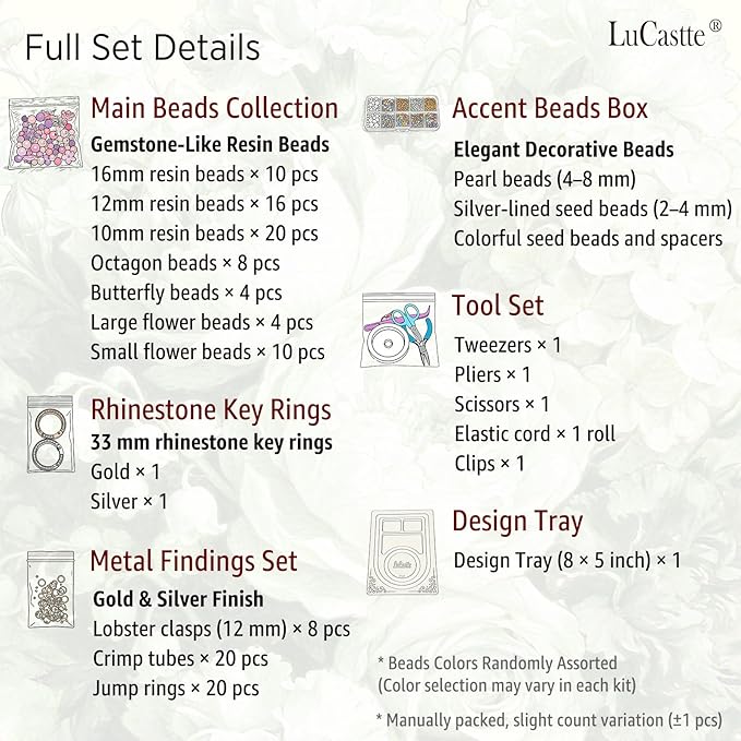 LuCastte Charm Bracelet Making Kit, Beads for Bracelets with Tools and Guide, Jewelry Making Supplies Premium Resin Cat Eye Beads Seed Beads, Galaxy Style Art Kit Gift Travel DIY