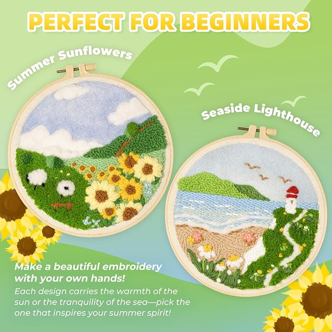 Punch Needle Kits Adults Beginner,Embroidery kit for Beginners,Punch Needle kit for Beginners, Includes All Tools and Materials,Easy to Follow Instructions and Videos(Spring is in Full Bloom)