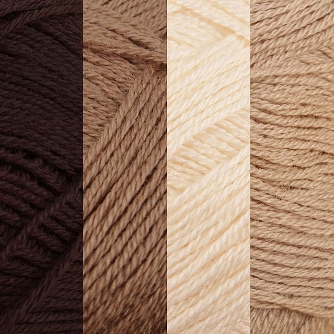 JubileeYarn Baby Soft Bamboo Cotton Yarn - 50g/Skein - Shades of Brown - 4 Skeins