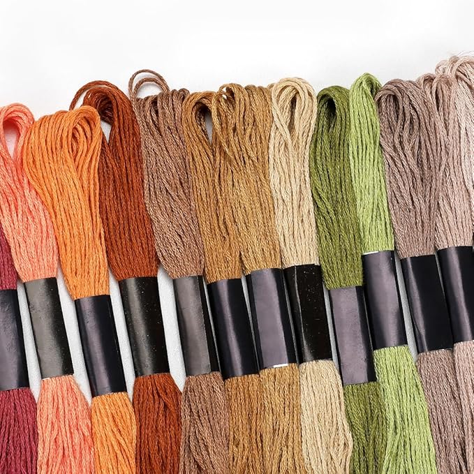 Embroidery Floss 16 Skeins 8.7 Yard Autumn Colors Friendship Bracelet String Cross Stitch Threads for Jewelry Making Bracelet Stitching Thread Floss Bracelets Making Yarn