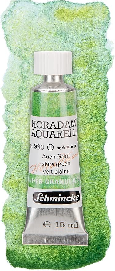 Schmincke - HORADAM® AQUARELL, Super- Granulation Set Shire, 5 x 15 ml tubes, 74 867 097, wooden box, very strong granulating colors, finest, supergranulating watercolors