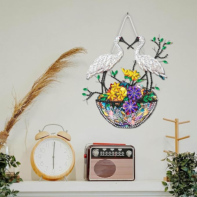 SKRYUIE Flower Hanging Diamond Art Kits for Adults Pendant Suncatcher, Special Shaped Crystal DIY Pearl Diamond Painting Kit, Gift for Mother Spring Summer Window Wreath Decor 7.49 x 6.93 Inch A22