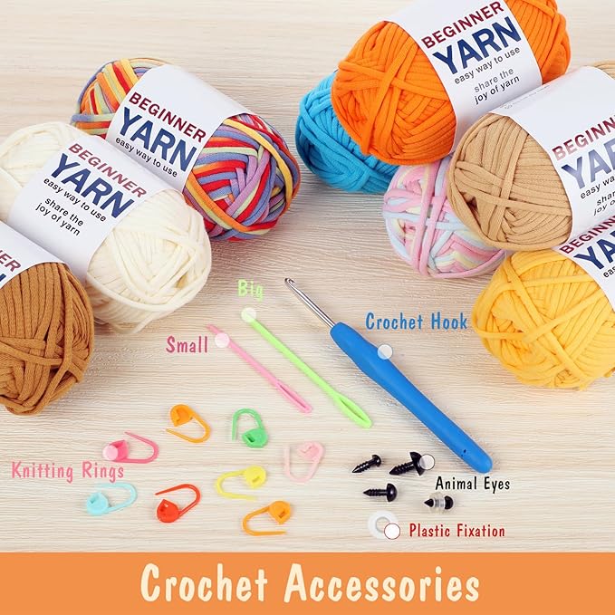 WSICSE 8x50g Beginner Crochet Yarn, Cotton Yarn for Crocheting Easy-to-See Stitches Chunky Thick Soft Yarn for Knitting Easter Basket Stuffers