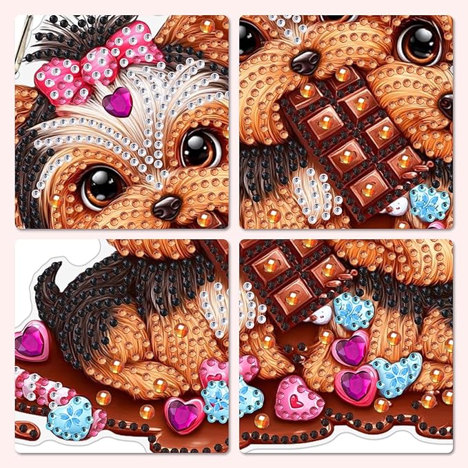 MXJSUA Yorkshire Dog Diamond Art Hanging Kits for Adults Beginners, Valentine's Day Crystal Diamond Suncatchers, Special Shape Diamond Painting Pendant Window Ornament Gifts for Home Wall Decor