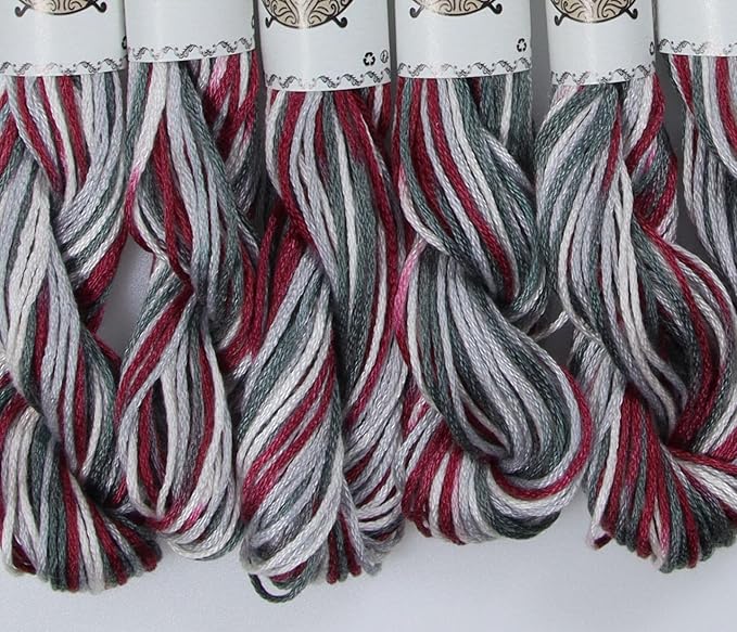 KCS Big skeins of 25 Meters Size 25 Color Variegated Cross Stitch Stranded Threads,6 skeins,4513