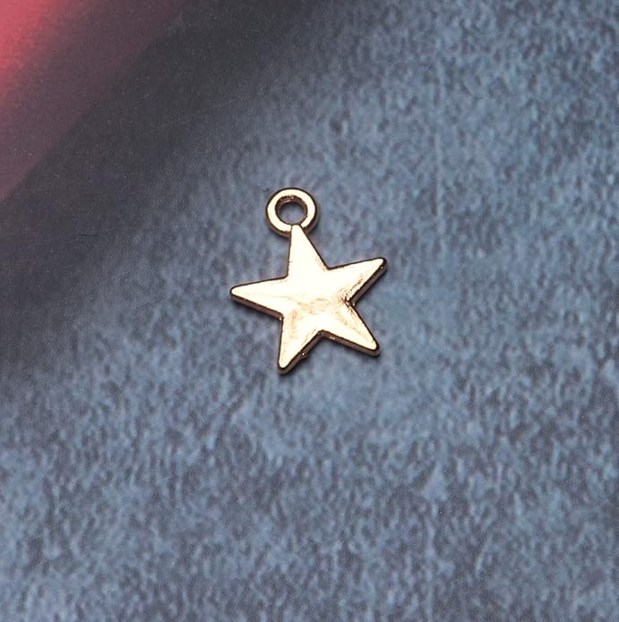50 Pcs Star Pendants Bulk Small Metal Star Shape Charms for Jewelry Making Kit Finding Necklace Bracelet Key Chains Earring DIY Crafting