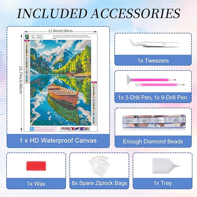 Camocin Diamond Art Kits for Adults Mountains, 5D Lake Landscape Diamond Painting Kits for Adults Beginners, DIY Ship Full Round Dots Drill Gem Art Kit for Gift Home Wall Decor 12 x 16 Inch