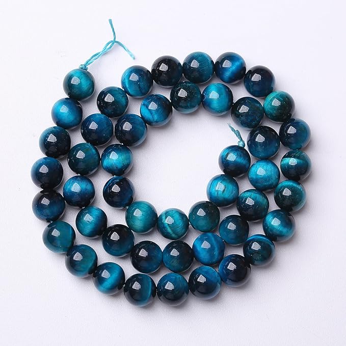Blue Tiger Eye Gemstone Loose Beads Natural Round Loose Stone Beads for Jewelry Making DIY Bracelet Necklace Earrings 6mm 61-63pcs 1 Strand 15" (Blue Tiger Eye, 6mm)