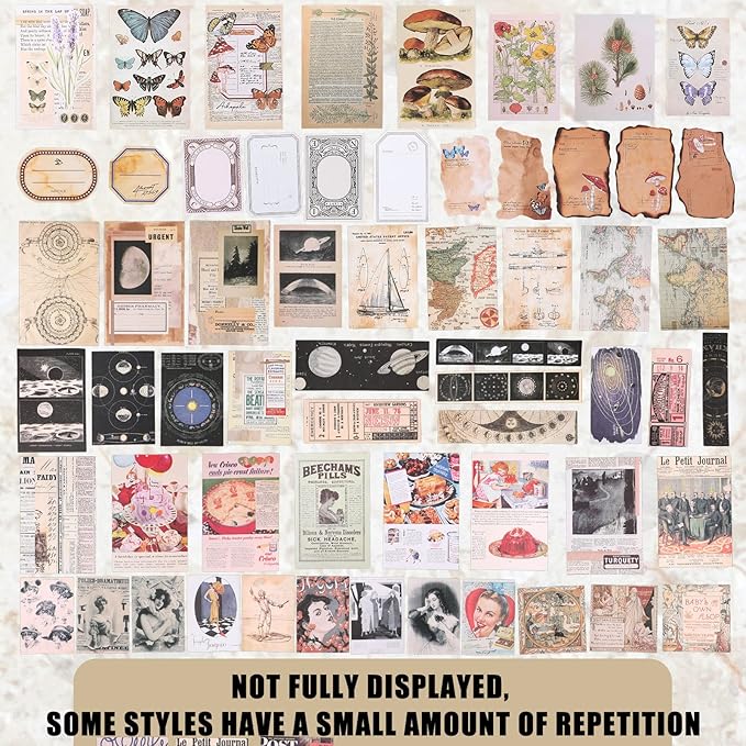 Containlol 600 Pcs Vintage Scrapbook Stickers for Junk Journal Antique Scrapbooking Supplies Aesthetic Decorative Washi Paper Stickers Kit for Bullet Journaling DIY Planner Cottagecore Collage Album