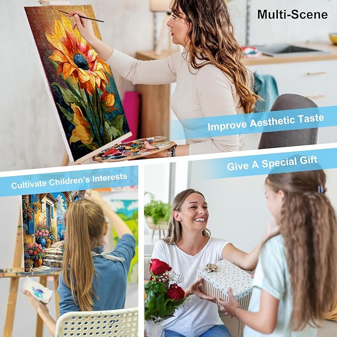 Paint by Numbers Kit for Adults - Seaside Acrylic Adult Paint by Number Kits on Canvas for Beginner, Seascape Landscapes DIY Oil Painting by Numbers for Adults Kit, Perfect for Home Decor Gift 16"x20"