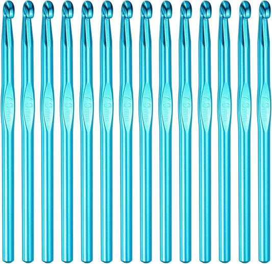 HEYLEAYAR 7mm Aluminum Crochet Hooks 14PCS, Aluminum Crochet Needle Size L, Crochet Hooks Bulk for Knitting Craft Yarn Contribute to Beginners