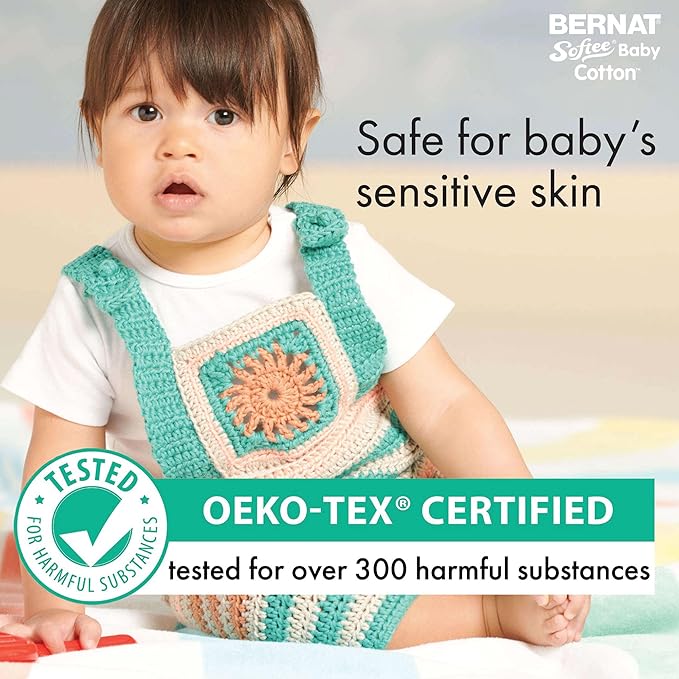 Bernat Softee Baby Cotton Cotton Yarn - 3 Pack of 120g/4.25oz - Blend - 3 DK (Light) - 254 Yards - Knitting/Crochet