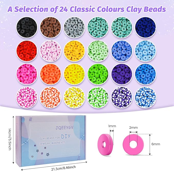 JQEEYGV Friendship Bracelet Kit, 2 Boxs 7300Pcs Clay Beads for Bracelet Making Kit with Number Letter Beads DIY Jewelry Charms Making Crafts Gifts for Girls Ages 6-12