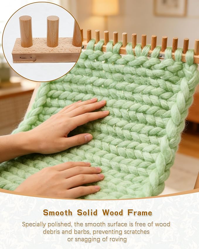 Tofcbye 80" Chunky Knit Yarn Blanket Loom Kit, Chunky Blanket Wooden Loom for Beginners, Connectable and Disassembleable 5-in-1