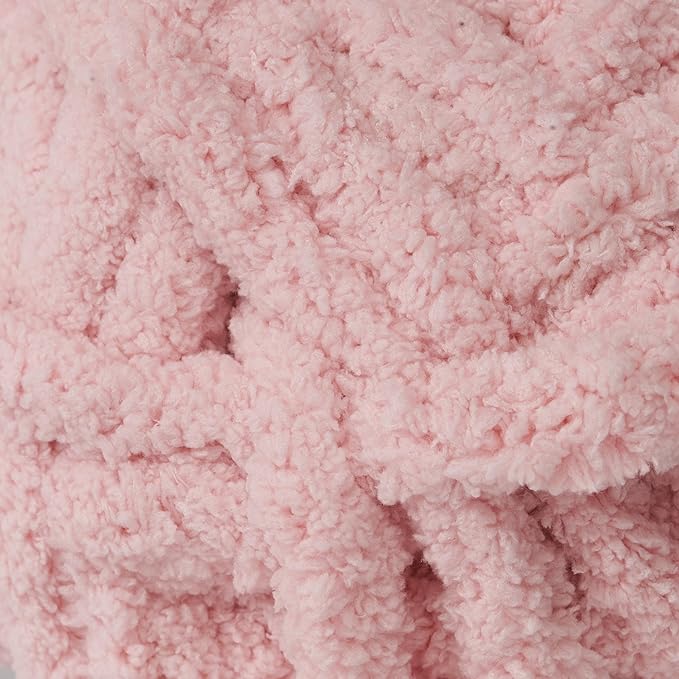 Crafted By Catherine Chunky Chenille Yarn - 2 Pack (8 oz / 227 g, 31.7 Yards Each Skein), Light Pink, Gauge 7 Jumbo