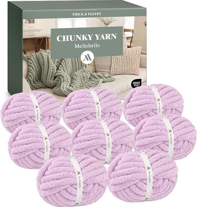 Jumbo Chunky Yarn for Hand Knitting - Super Thick Chenille Chunky Yarn for Crocheting - Extra Soft Bulky Fluffy Blanket Big Yarn 8 Jumbo Pack (27yds,8 oz Each Skein)