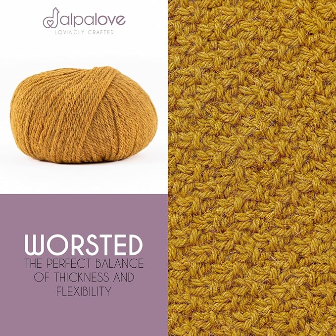 Worsted Set (6 x 1.75 oz) Super Soft Baby Alpaca Knitting Yarn Melange Yellow 656 Yards