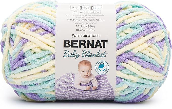 Bernat BABY BLANKET BB Easter Egg Yarn - 1 Pack of 10.5oz/300g - Polyester - #6 Super Bulky - 220 Yards - Knitting/Crochet
