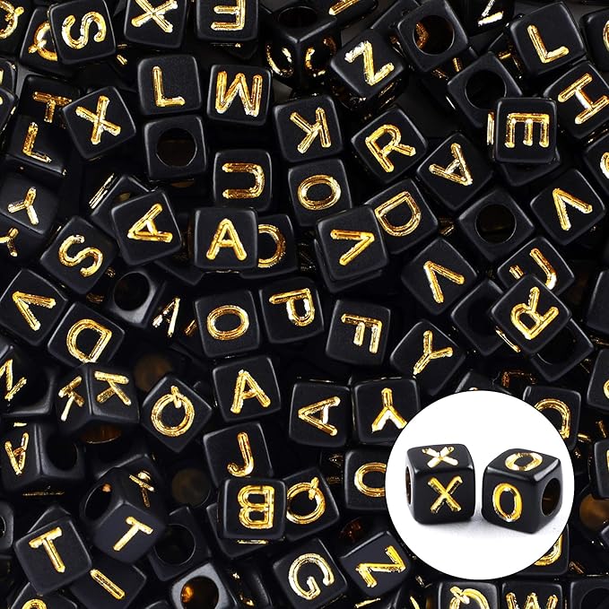 Augshy 1400pcs 5 Color Acrylic Alphabet Beads for Bracelets Making, Letter Beads with 1 Roll 10M Crystal String Cord for Jewelry Making（6mm）