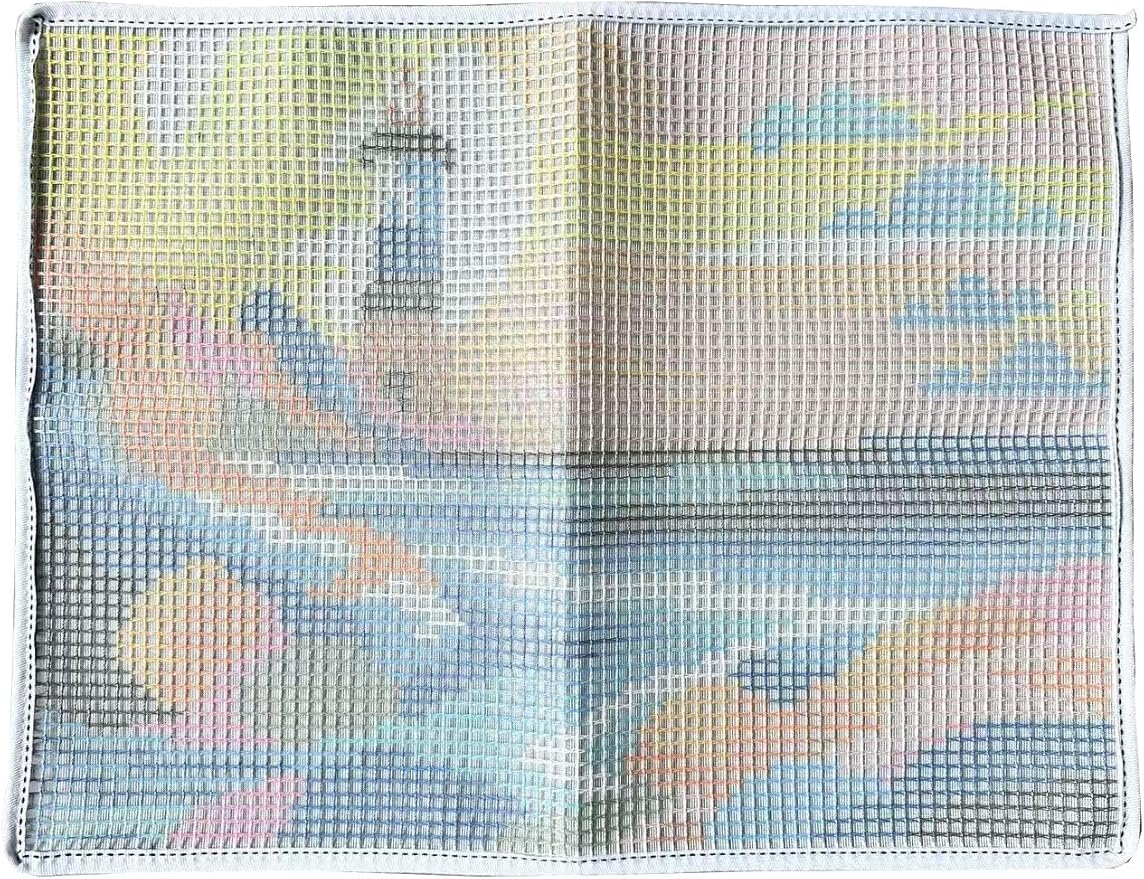 GLAECYY Latch Hook Kits Rug Crochet Yarn Kit Cushion Colour Pre-Printed Canvas Rug Needlework DIY Hook and Latch Kit (Seaside Lighthouse)