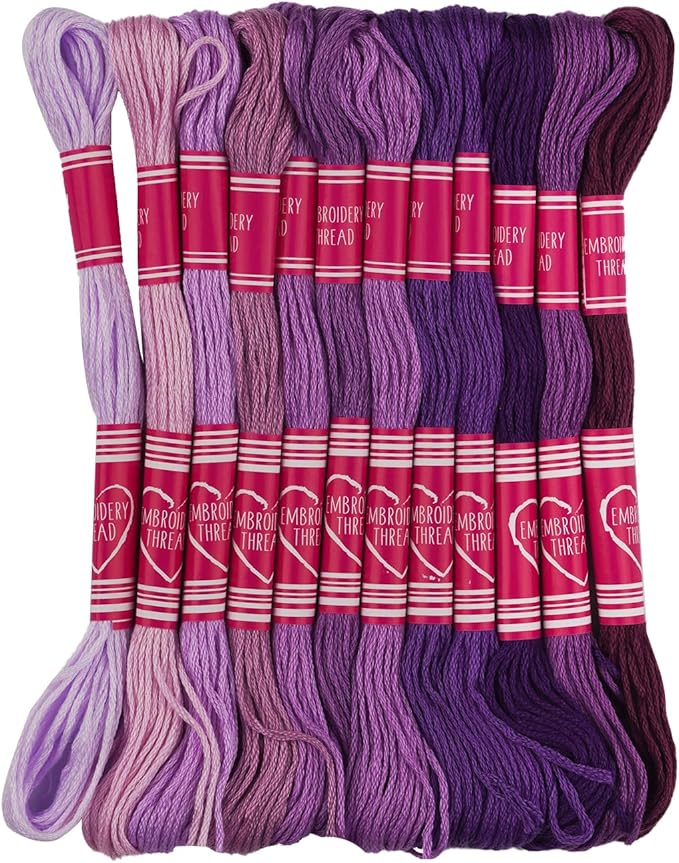 Friendship Bracelet String 12 Skeins, Embroidery Floss Cross Stitch Embroidery Thread Floss Bracelet Making Yarn, Craft Floss (Purple Series)