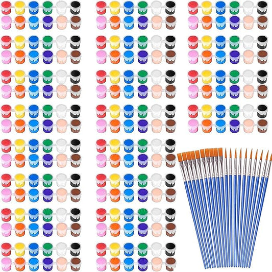 DUA MAIGA 280 Pcs Washable Acrylic Paint for Kids Arts and Crafts, 20 Gouache Watercolor Paint Sets of 12 Colors for Party Classroom Painting Supplies, 20 Flat and 20 Pointed Brushes