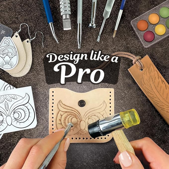 ArtSkills Leather Working Kit, Leather Tooling Kit with Tools, Stamps, Arts and Crafts Adult Project Kits, 80 pc