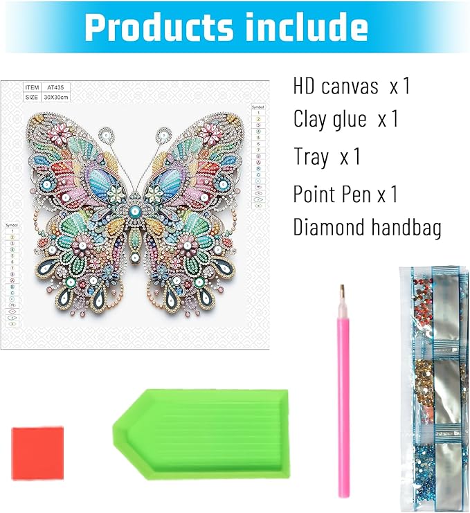 LazyFold Diamond Art Painting Kits for Adults, DIY Butterfly 5D Special Shape Diamond Art Kits, Crystal Rhinestones Diamond Gem Art Painting for Home Wall Decoration 12×12inch