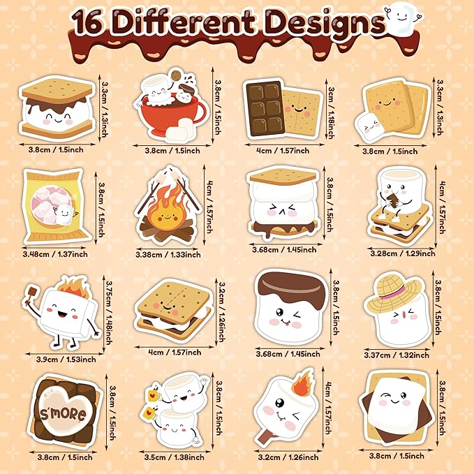 beyumi cute marshmallow sticker roll - 1000pcs smores stickers in 2 rolls waterproof vinyl marshmallow themed funny expression decals for gift party laptop bottle scrapbooking envelope decor for kids