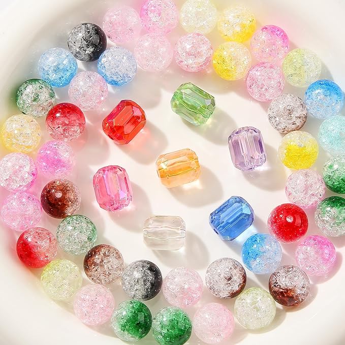 16mm Acrylic Beads,Chunk Bubblegum Beads,60pcs Beads for Pens,Shine Disco Ball Beads,Jumbo Plastic Beads for Necklace Jewelry Bracelets DIY Crafts Making (Crack Color)