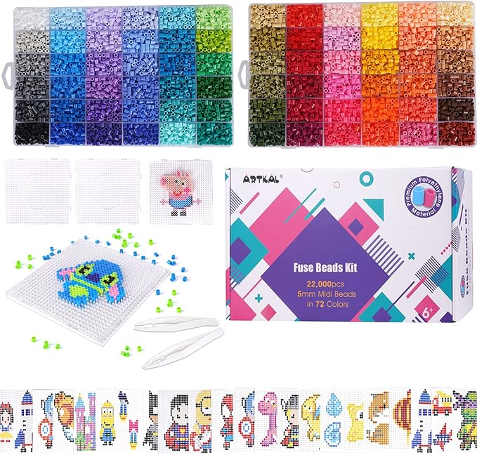 artkal fuse beads 22000 melty beads with 4 pegboards 100 patterns 2 tweezers 2 ironing paper