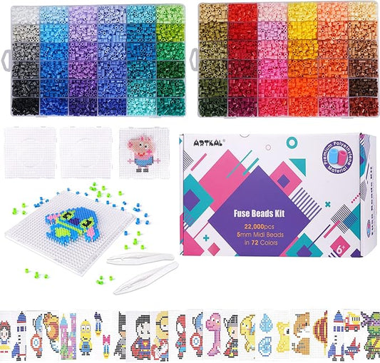 artkal fuse beads 22000 melty beads with 4 pegboards 100 patterns 2 tweezers 2 ironing paper
