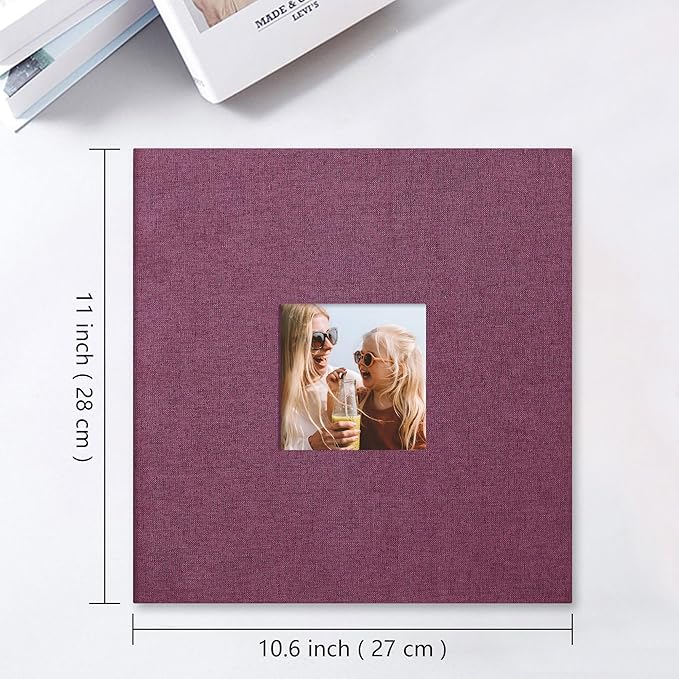 Vienrose Large Photo Album Self Adhesive for 4x6 8x10 Pictures Linen Scrapbook Album DIY 60 Blank Pages with A Metallic Pen