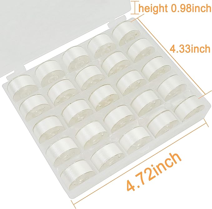 New brothread 25pcs White 70D/2 (60WT) Prewound Bobbin Thread Plastic Size A SA156 for Embroidery and Sewing Machines DIY Embroidery Thread Sewing Thread