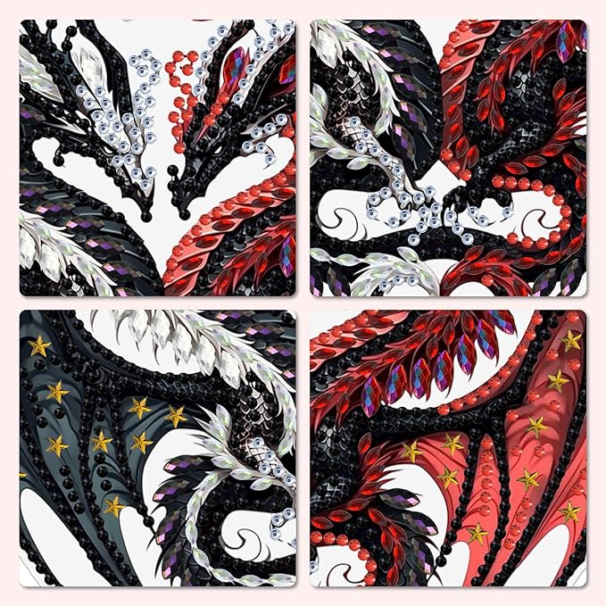 MXJSUA Two Dragons Diamond Painting Art Window Suncatchers, Diamond Art Kits for Adults Hanging Ornaments with Chain, 5D Special Shape Crystal Diamond Pendant Accessories for Decor Gift 8x8 Inch