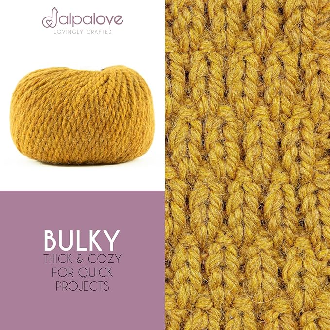 Bulky Set (6 x 1.75 oz) Super Soft Baby Alpaca Knitting Yarn Melange Yellow 328 Yards