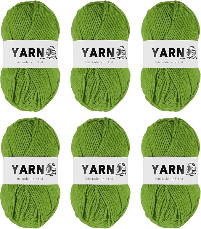6Pcs Green Acrylic Yarn 790 Yard 4 Ply Soft Crochet Yarns Sport Weight Yarn,[for DIY Crocheting Knitting Craft Blankets Hats]-300g