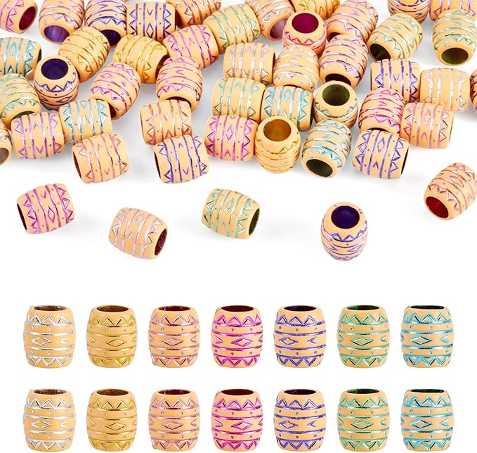 Cheriswelry 50Pcs Acrylic Barrel Beads Large Hole European Beads Aesthetic Bead Spacers 10.5x9.5mm for Necklace Bracelet Keychain Jewelry Making Dreadlock Hair Accessories Hole:6mm