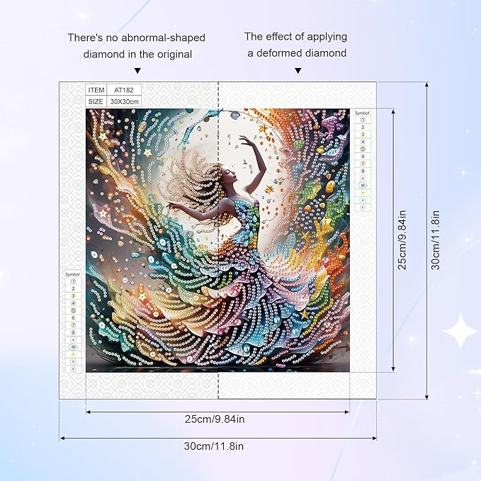 AiYuanzsh DIY Diamond Art Painting Kits for Adults, 5D Special Shape Crystal Rhinestone Diamond Art Kits for Beginners, for Home Wall Decoration Gift 12x12 inch, Beautiful Dancer