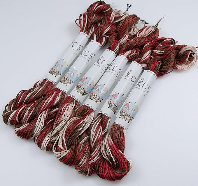 KCS Big skeins of 25 Meters Size 25 Color Variegated Cross Stitch Stranded Threads,6 skeins,4516