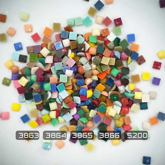 Diamonds Painting Accessories,Replacement for Missing Square Drills 3863 3864 3865 3866 5200,Rhinestone Resin Diamond Drill,5 Colors Beads Gems Stones,3500pcs per Color
