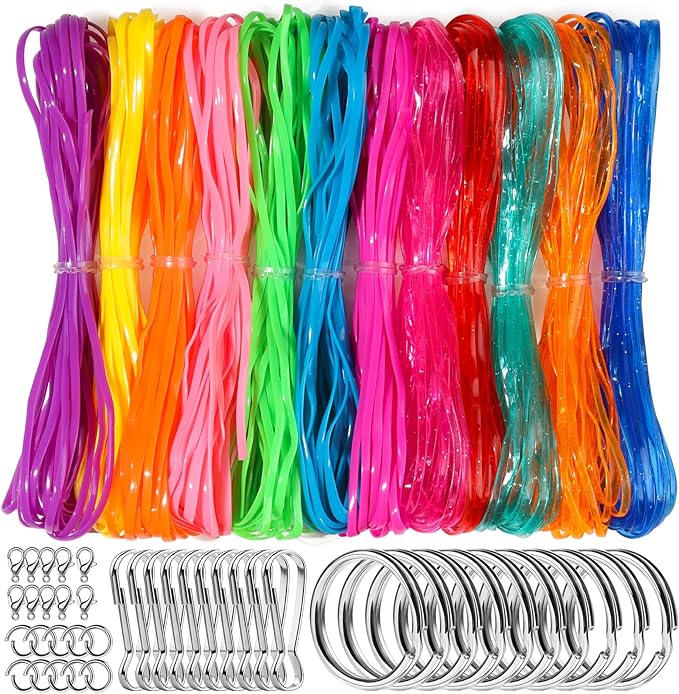 Fandamei Lanyard String Kit, 12 Colors Plastic Lacing Cord, Bright and Glitter Color, Lanyard String for Crafts, Bracelets and Jewelry Making Weaving Kit for Craft DIY