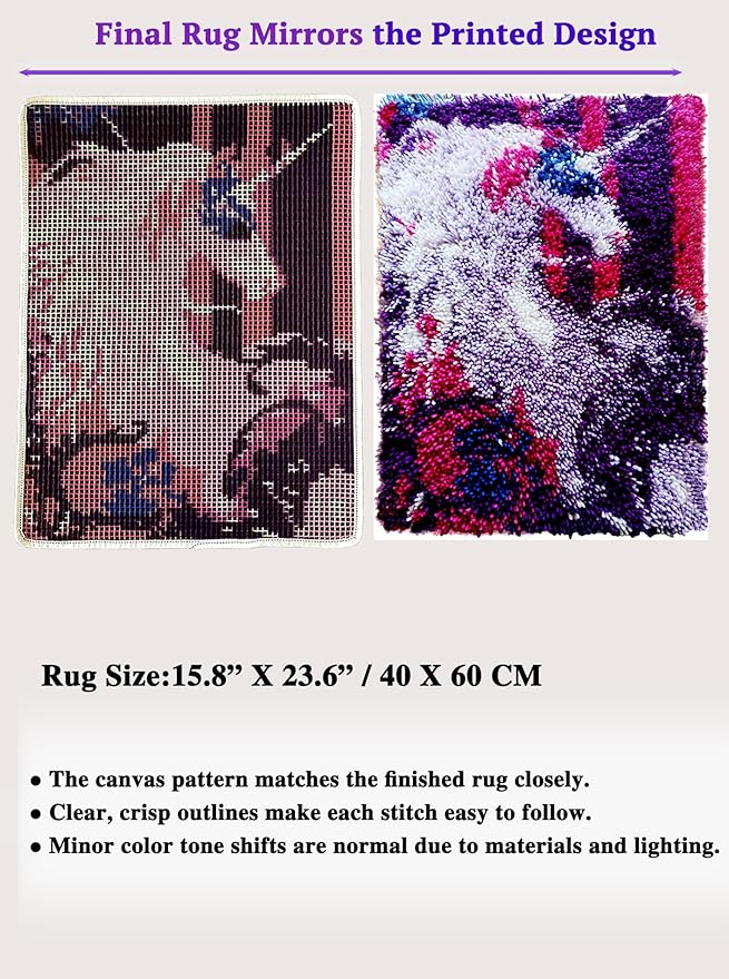 KitsMaster Magical Unicorn Latch Hook Rug Kit, Colorful Fantasy DIY Craft for Adults, Fantasy Animal Rug DIY Home Décor, Gifts & Relaxation, 23.6''x15.8'’(Unicorn Mirage)
